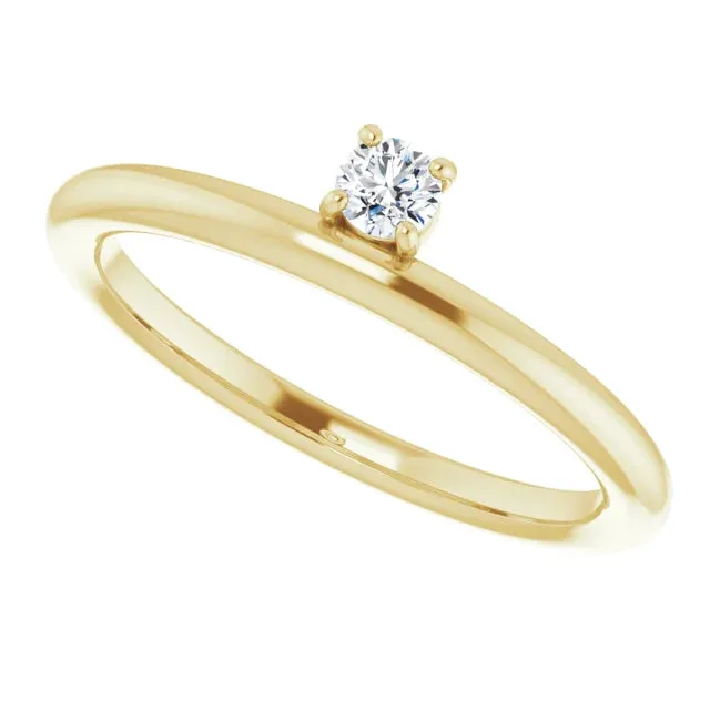 14K Yellow Gold 1/10 CT Lab-Grown Diamond Stackable Ring