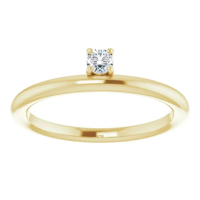 14K Yellow Gold 1/10 CT Lab-Grown Diamond Stackable Ring