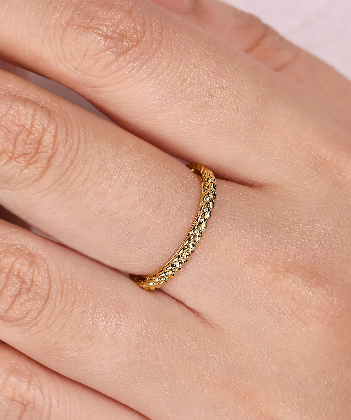 14K Yellow Gold Braided Stackable Ring