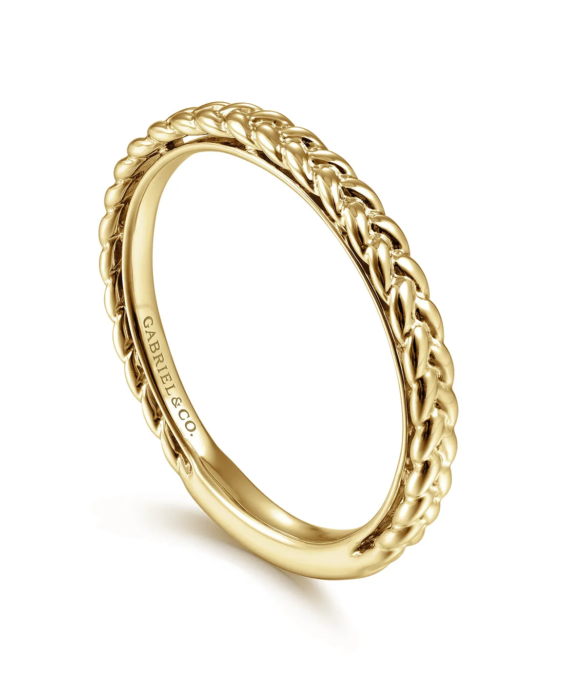 14K Yellow Gold Braided Stackable Ring