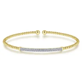 14K Yellow Gold Bujukan Diamond Bar Split Bangle