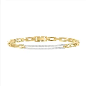 14k Yellow Gold Diamond Bar Bracelet Fancy Link Chain 0.25cttw