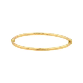 14K Yellow Gold Linear Pattern Bangle