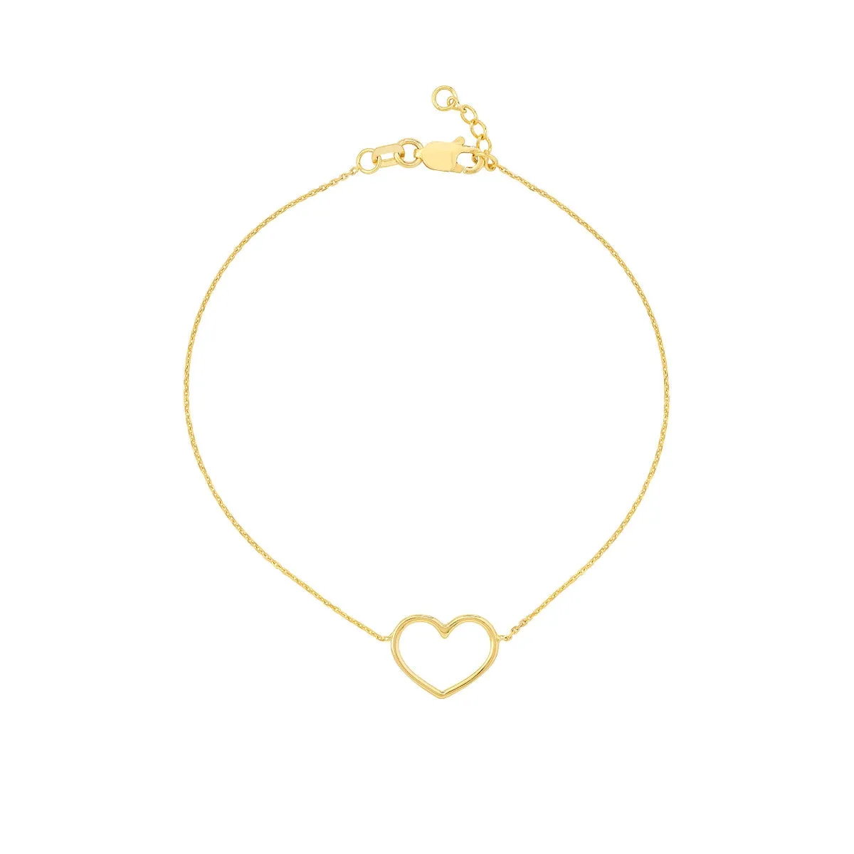 14K Yellow Gold Open Heart Bracelet