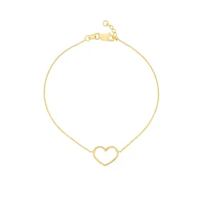 14K Yellow Gold Open Heart Bracelet