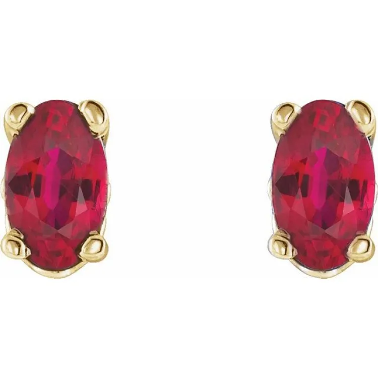 14K Yellow Lab-Grown Ruby Earrings