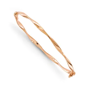 14kt Rose Gold Polished Twisted Hinged Bangle