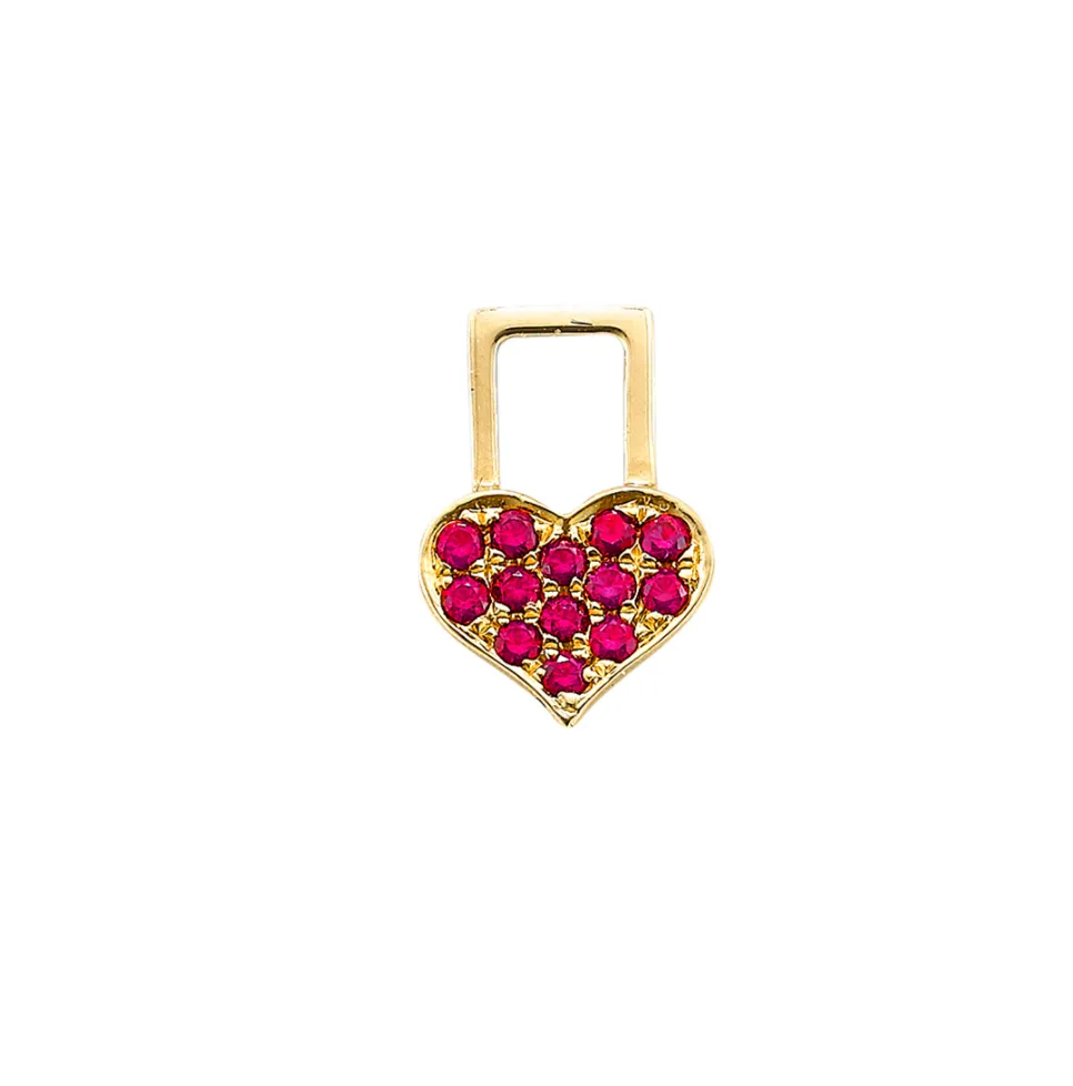 14KY Single Baby Heart EarWish With Rubies