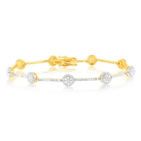 1.5 Carat Diamond Bracelet in 9ct Yellow Gold