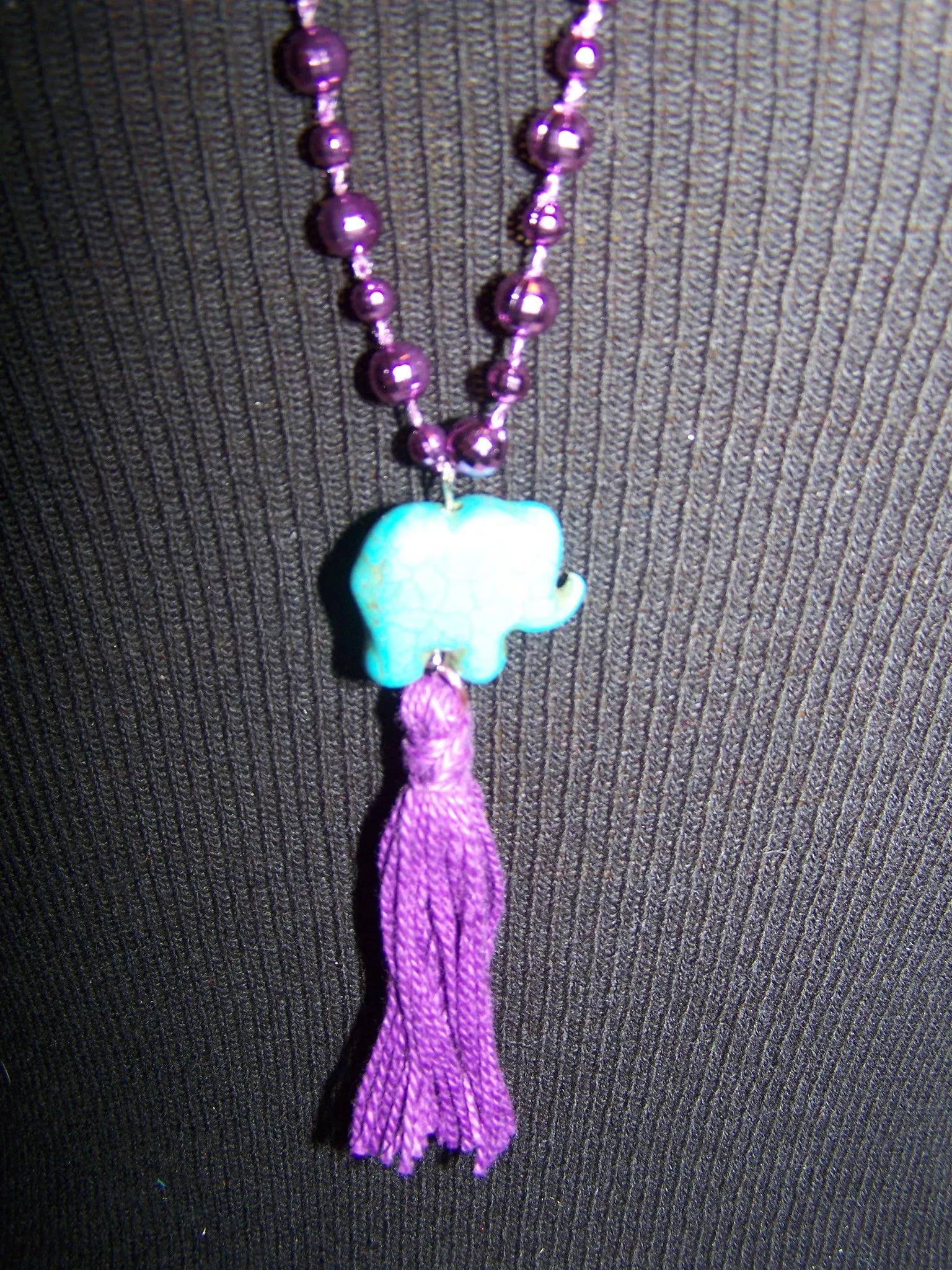 16" Beaded Necklace (Elephant) with Tassel