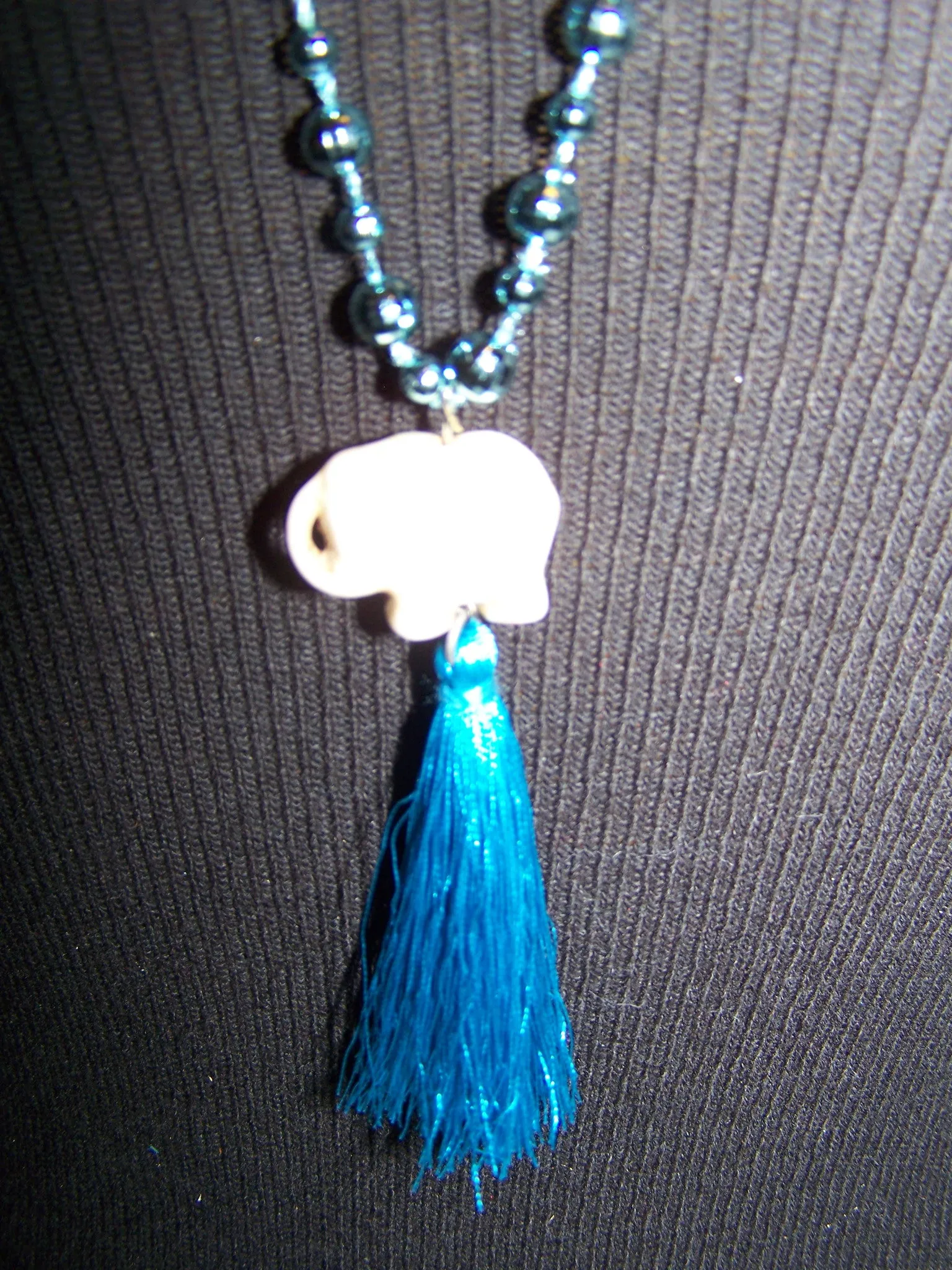 16" Beaded Necklace (Elephant) with Tassel