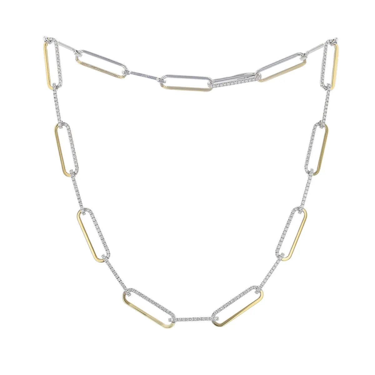 17-Inch Diamond Oval Link Necklace in 18K Gold