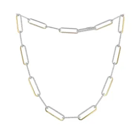 17-Inch Diamond Oval Link Necklace in 18K Gold