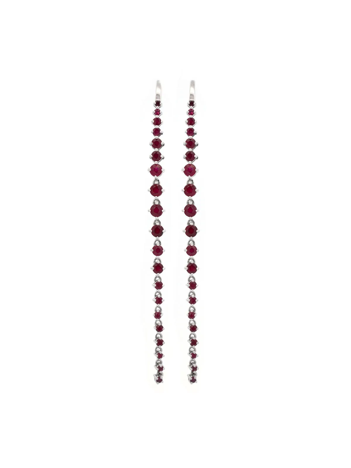 1.81ct Ruby 18K Gold Linear Cascade Earrings