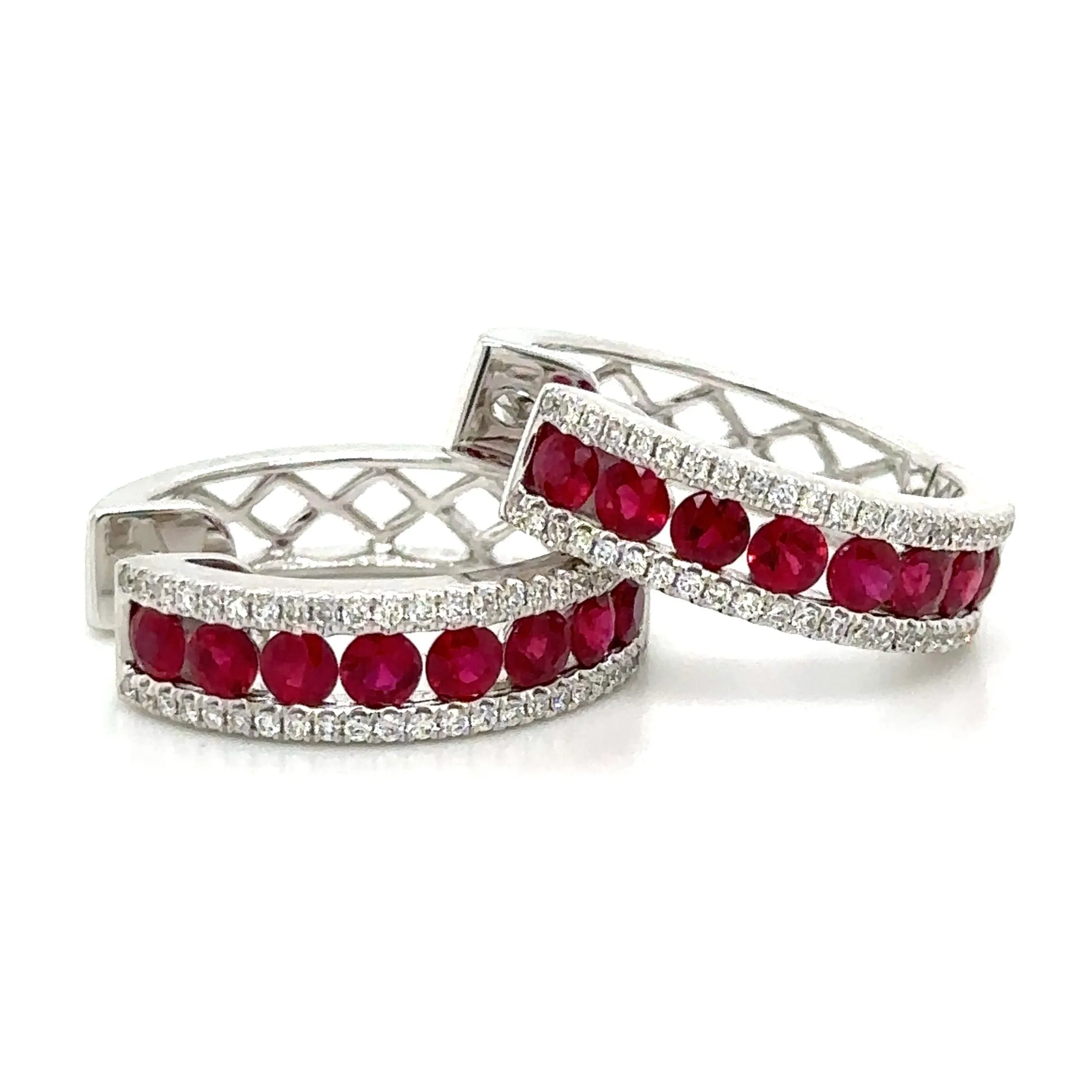 1.82carat Ruby & Diamond Hoop Earrings