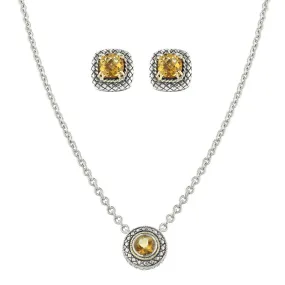 18K and Silver Thistle & Bee Necklace/Earring Set