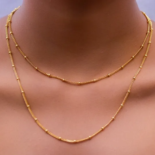 18K Gold-Filled Beaded Layering Necklace