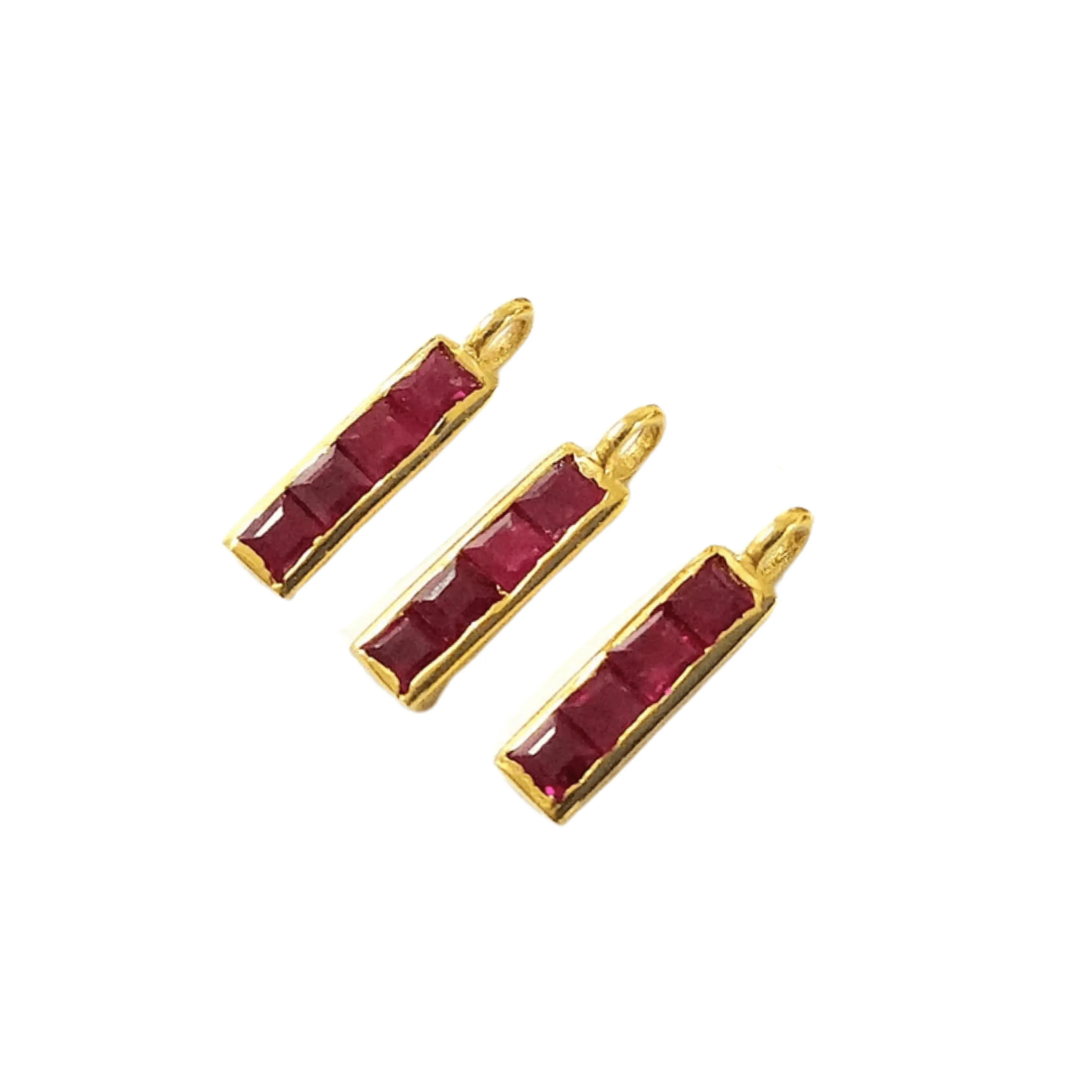 18k Gold Natural Ruby Gold Charm