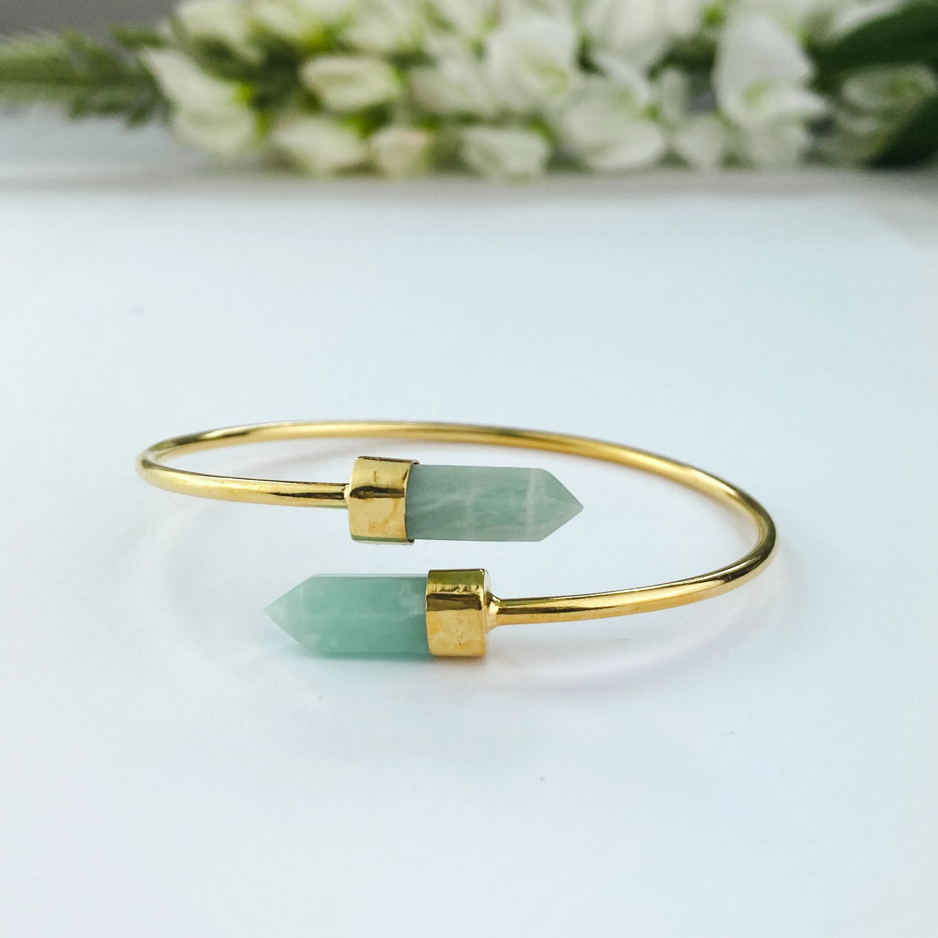 18k Gold Plated Bracelet | Amazonite Point