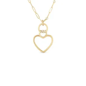 18K Rose Gold Heart Necklace with Diamonds