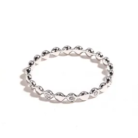 18K White Gold Beaded Ring