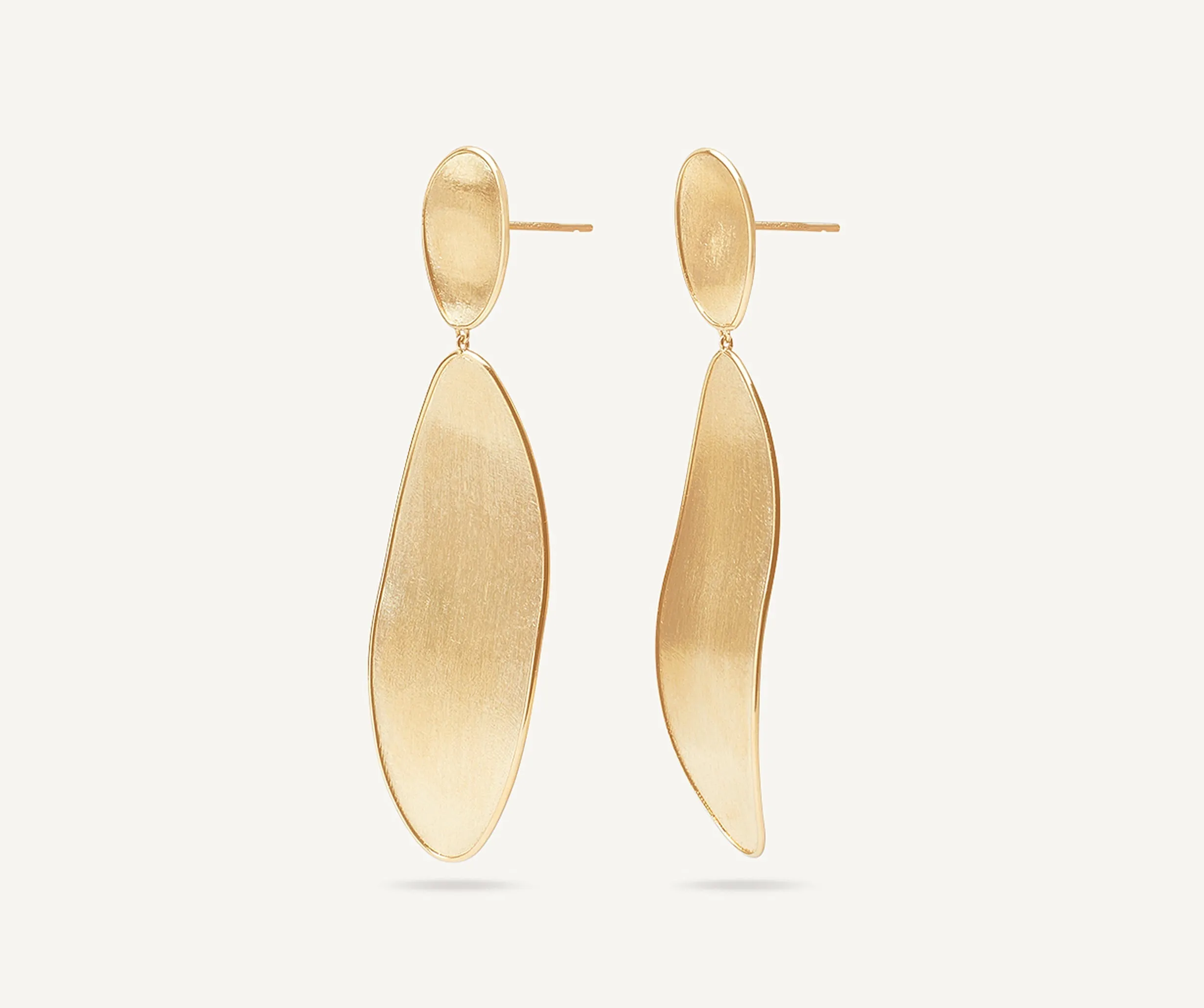 18K Yellow Gold Elongated Drop Earrings