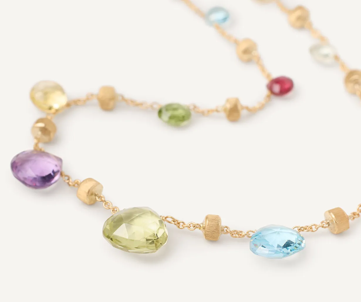 18K Yellow Gold Gemstone Graduated Necklace