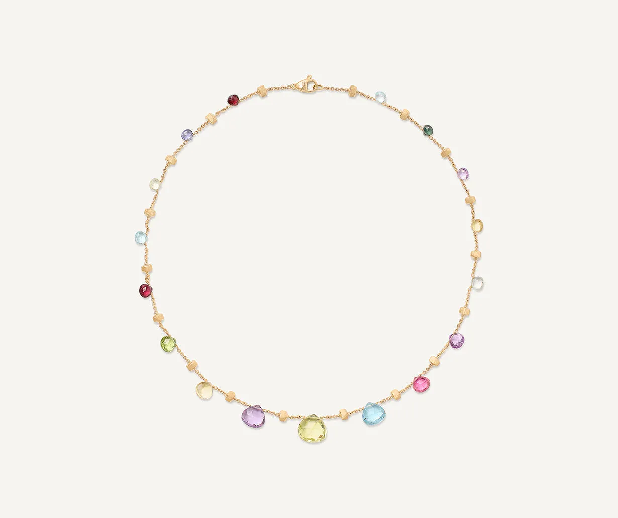 18K Yellow Gold Gemstone Graduated Necklace