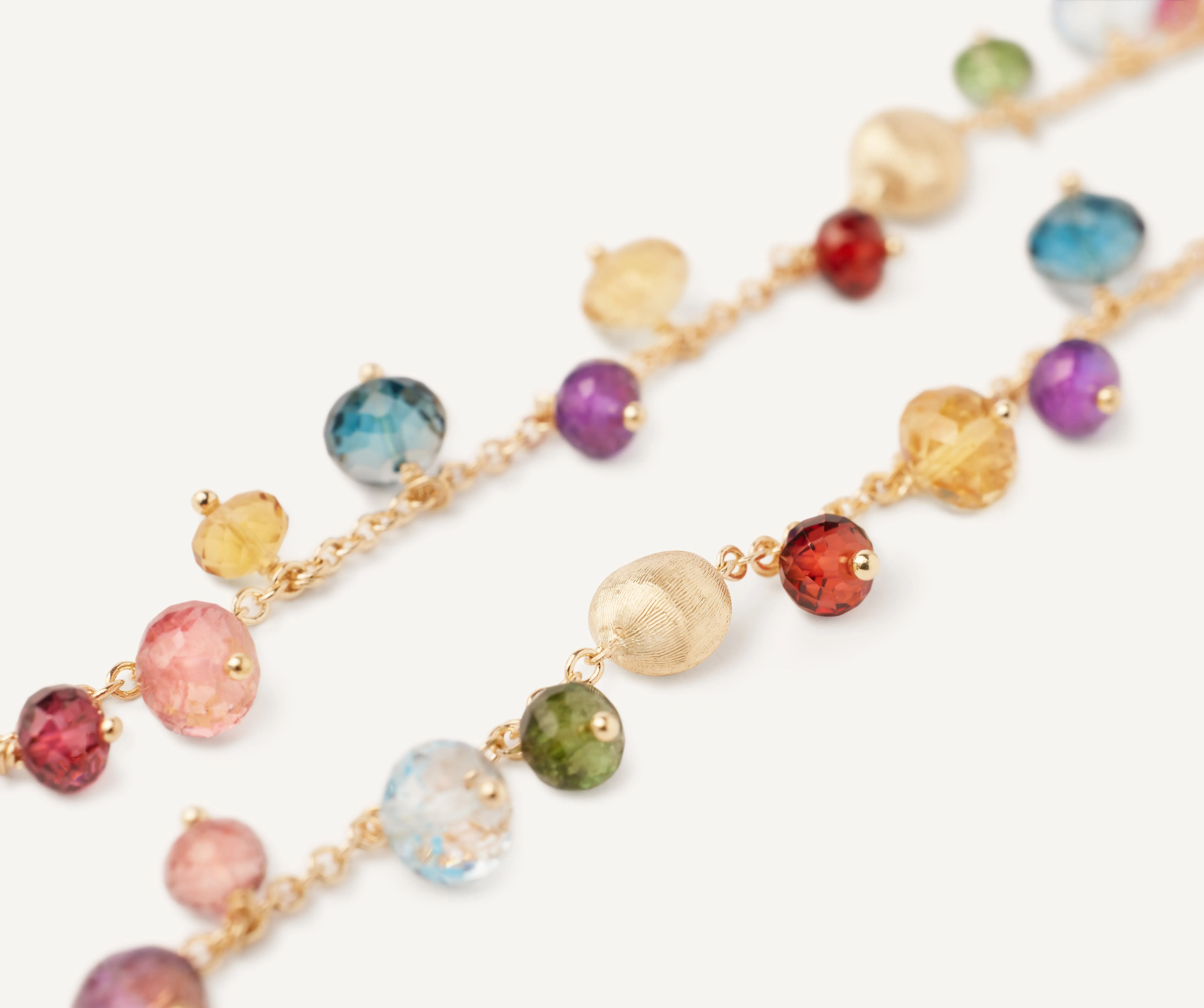 18K Yellow Gold Single-Strand Mixed Gemstone Necklace