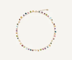 18K Yellow Gold Single-Strand Mixed Gemstone Necklace