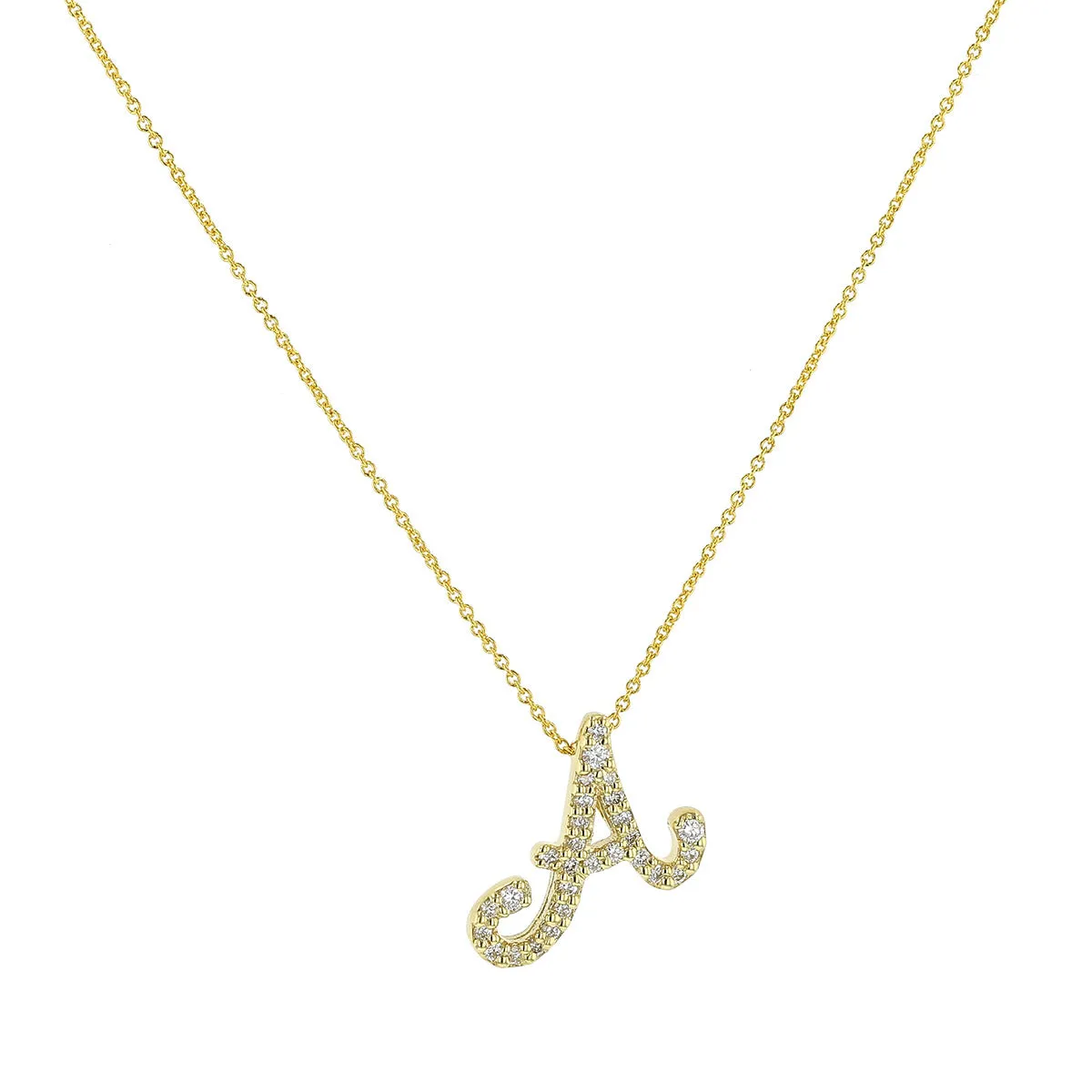 18K Yellow Gold Tiny Treasures Cursive A Necklace