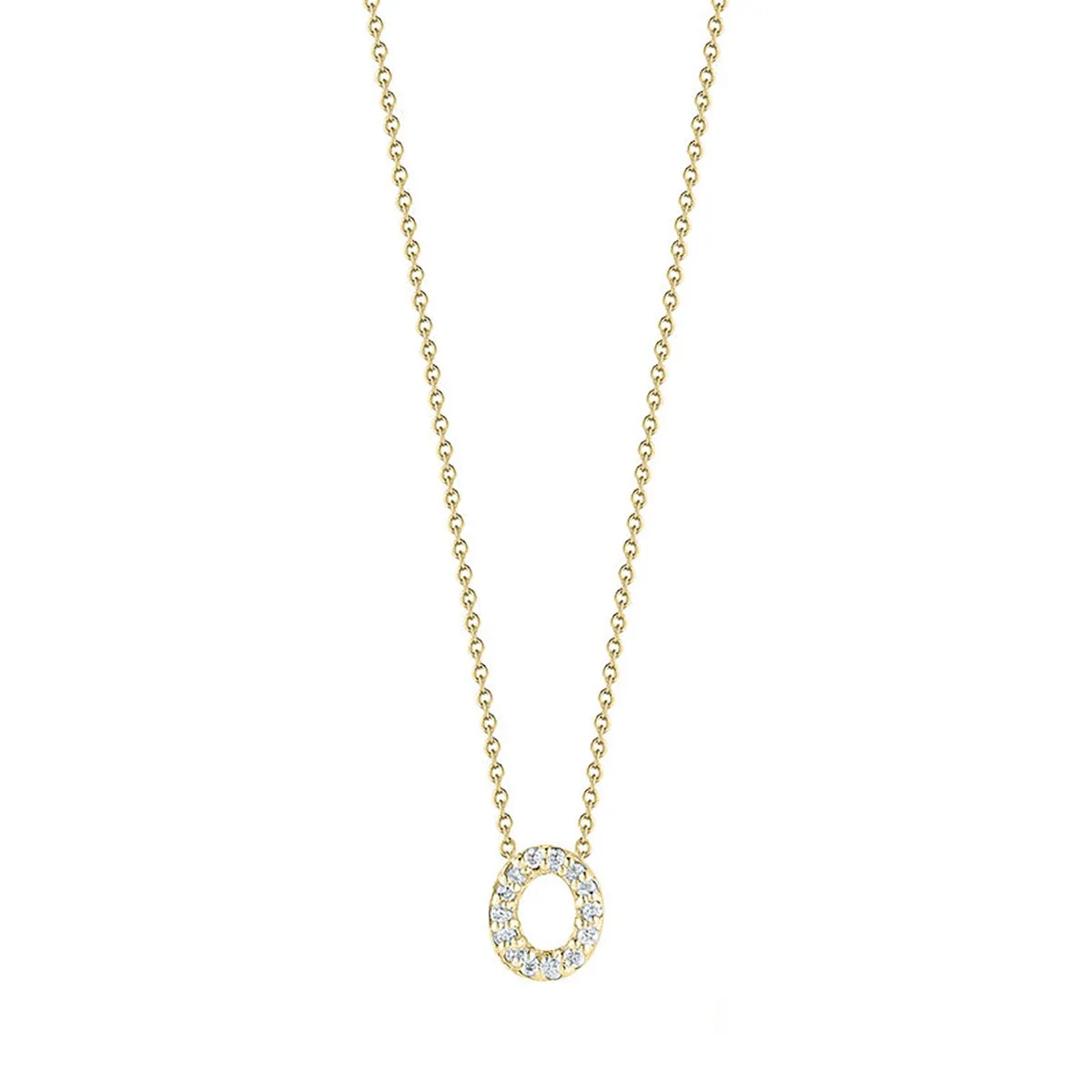 18K Yellow Gold Tiny Treasures Diamond Love Letter O Necklace