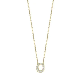 18K Yellow Gold Tiny Treasures Diamond Love Letter O Necklace