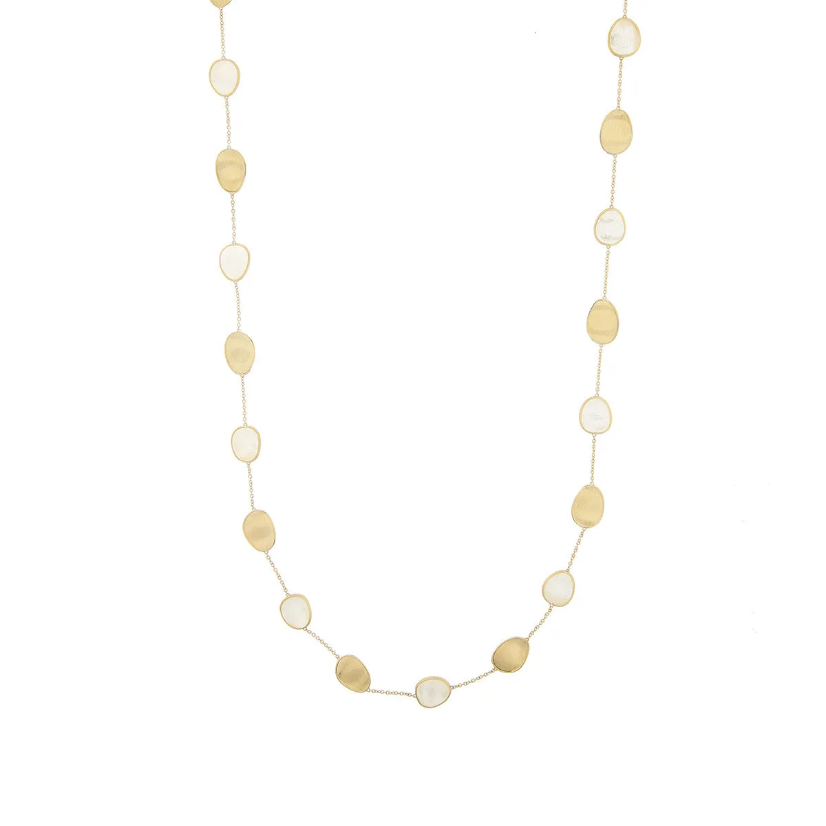 18K Yellow Gold White Mother of Pearl Long Necklace