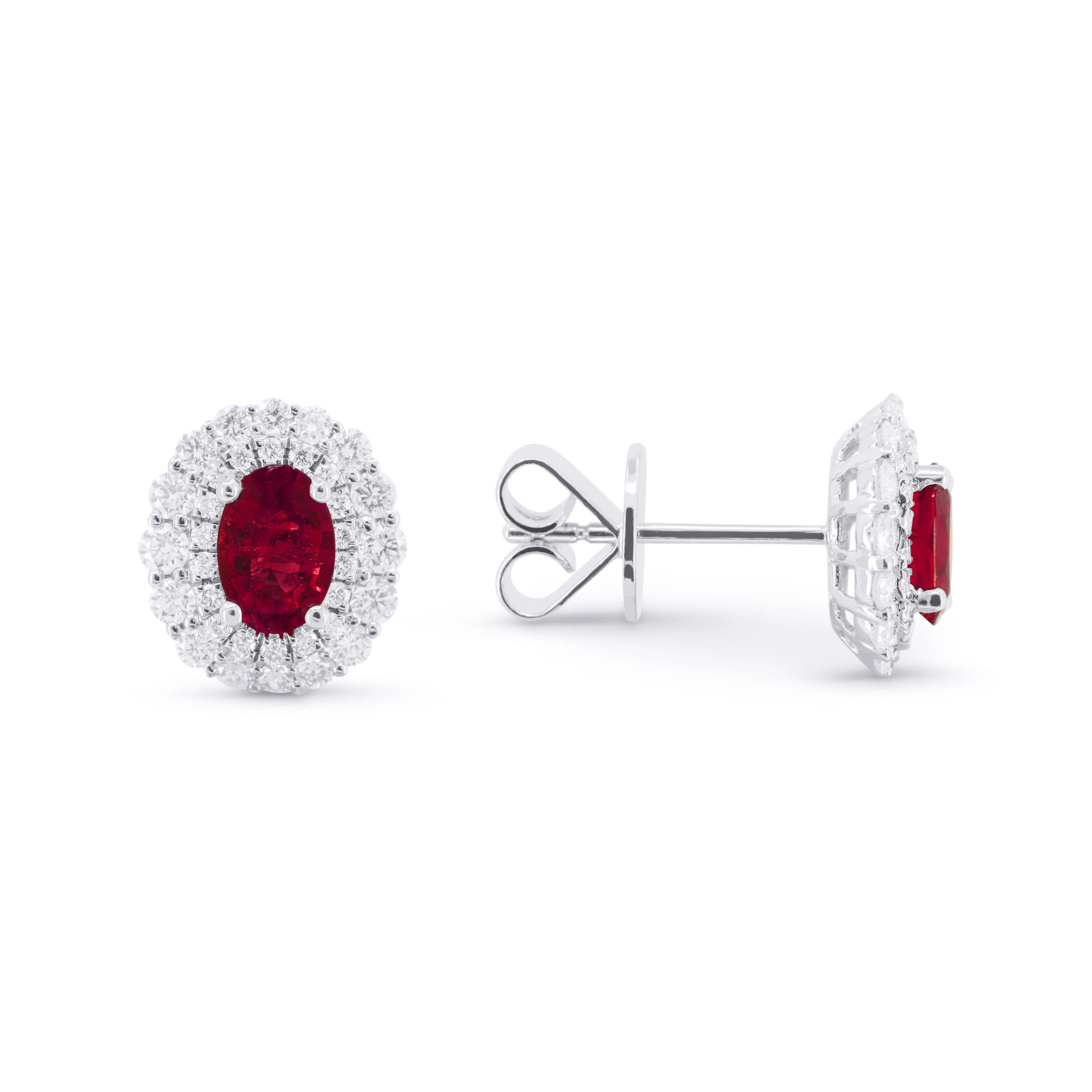 18" 1.16Ct Ruby Stud Earrings In 14K White Gold