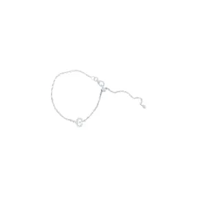 19cm Initial C Bracelet with Cubic Zirconia in Sterling Silver