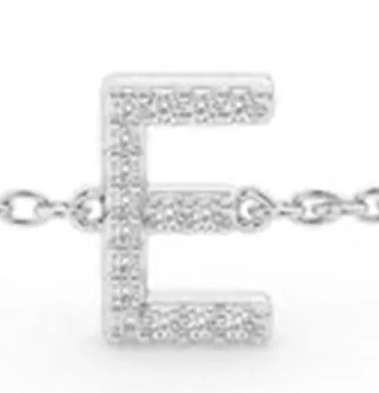 19cm Initial E Bracelet with Cubic Zirconia in Sterling Silver