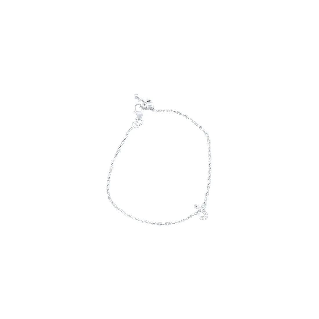 19cm Initial J Bracelet with Cubic Zirconia in Sterling Silver