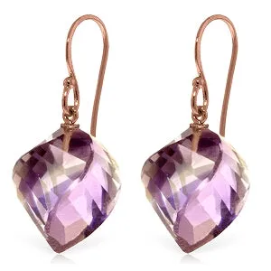 21.5 Carat 14K Solid Rose Gold Spiral Amethyst Earrings