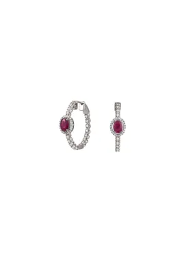 2.42ct Diamond Ruby 18K Gold Hoop Earrings