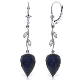 25.72 Carat 14K Solid White Gold Diamond Drop Sapphire Earrings