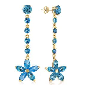 4.8 Carat 14K Solid Yellow Gold Stardrop Blue Topaz Earrings