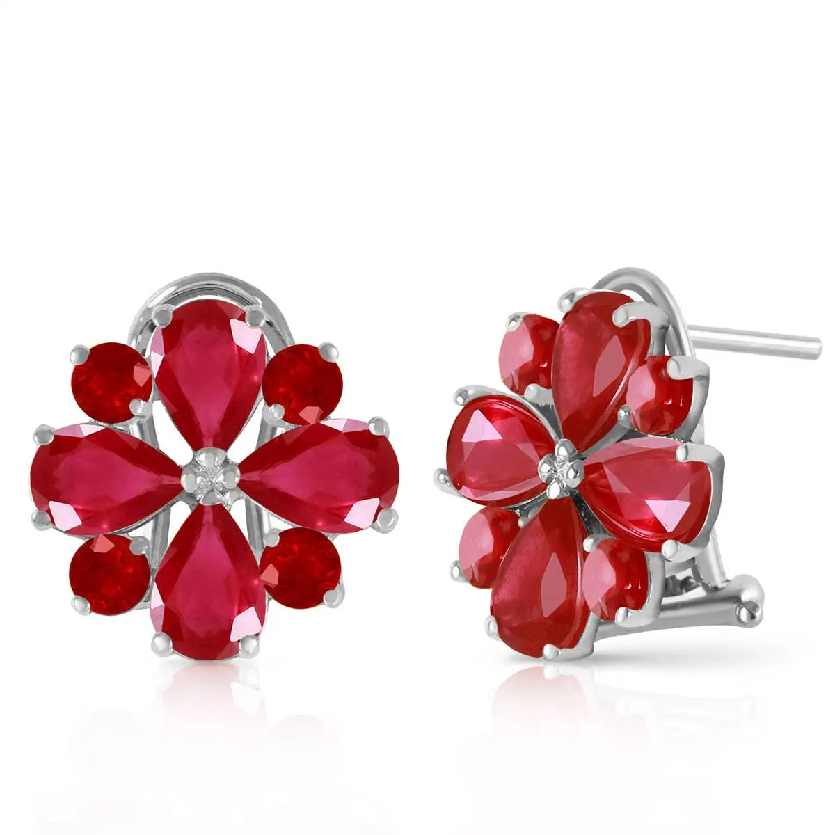 4.85 Carat 14K Solid White Gold French Clips Earrings Natural Ruby