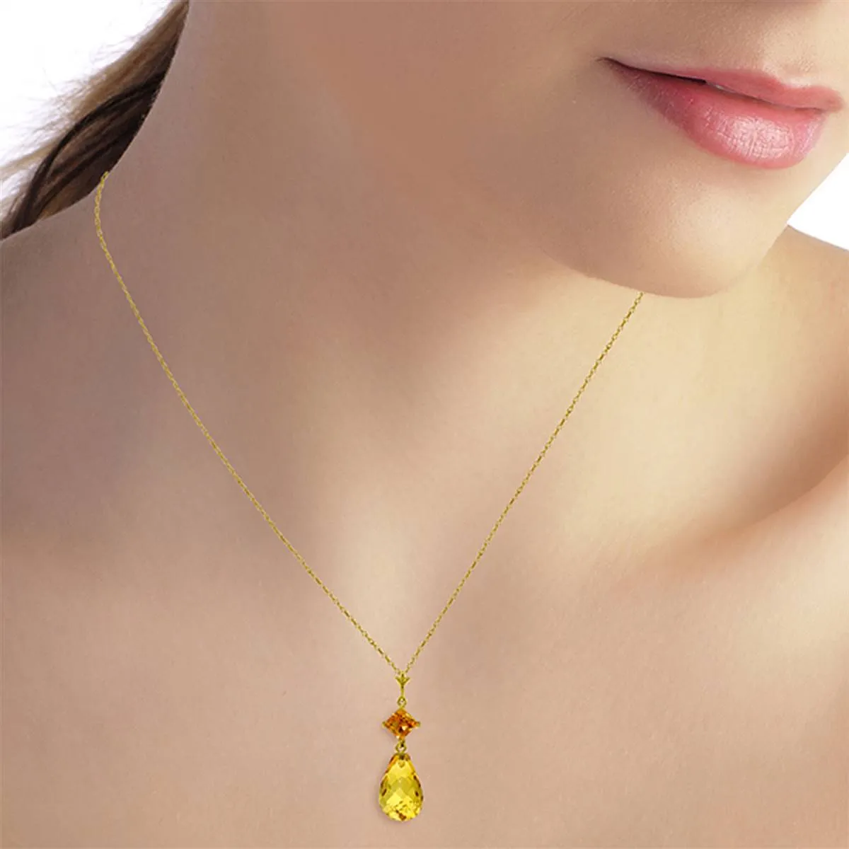 5.5 Carat 14K Solid Yellow Gold Admit One Citrine Necklace