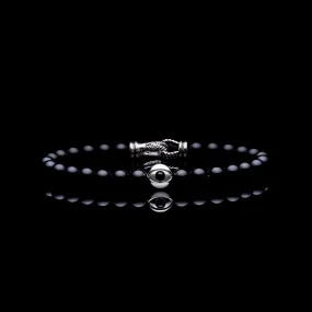 925 Silver Evil Eye Bracelet | Onyx Beaded Bracelet In Laurel Clasp