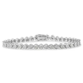 .925 Sterling Silver 1.0 Cttw Diamond Miracle-Set 7" Link Bracelet