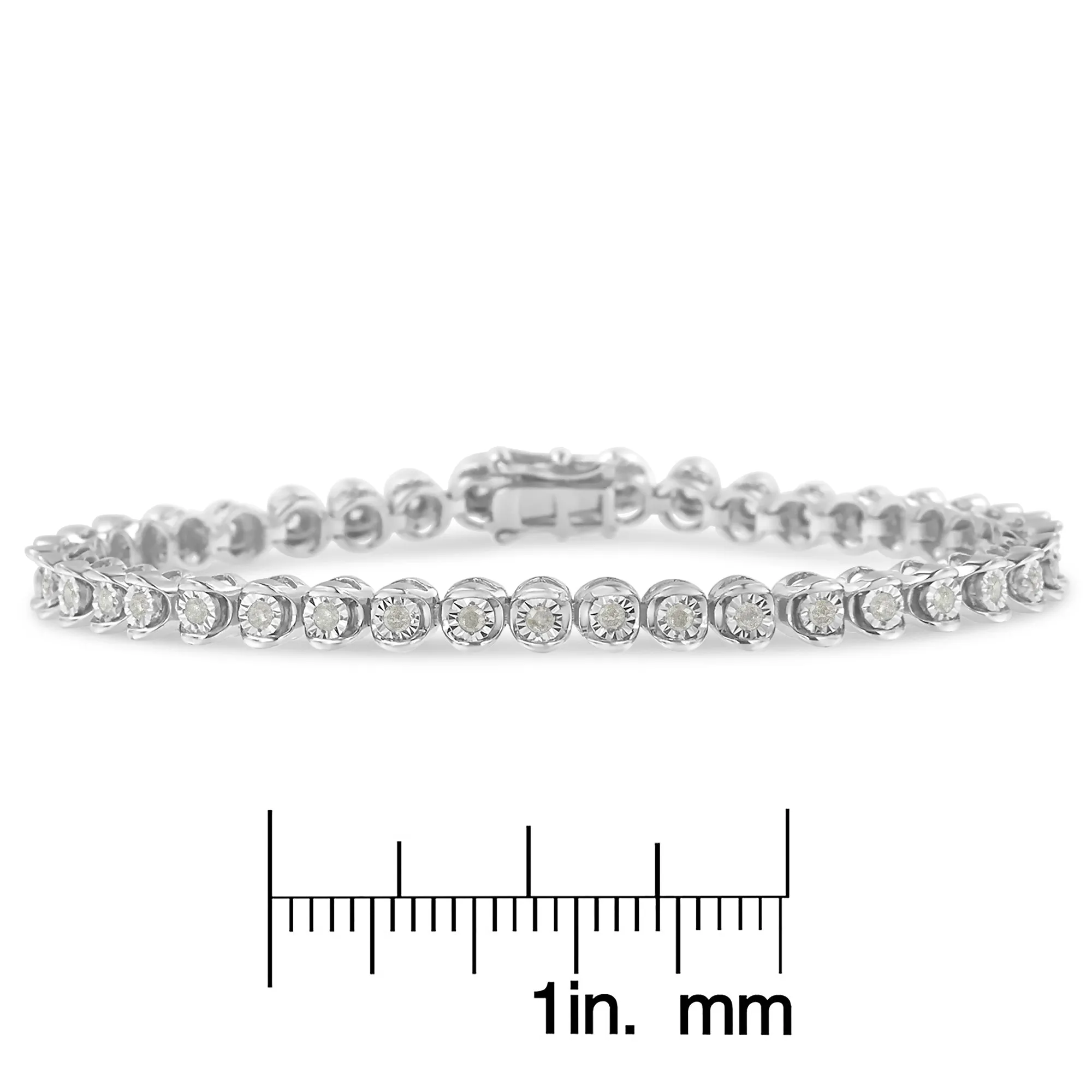 .925 Sterling Silver 1.0 Cttw Diamond Miracle-Set 7" Link Bracelet