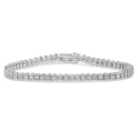 .925 Sterling Silver 1.0 Cttw Diamond Miracle-Set Cut-Circle 7" Tennis Bracelet (I-J Color, I2-I3 Clarity)