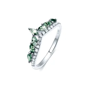 925 Sterling Silver Natural Marquise Moss Agate Ring