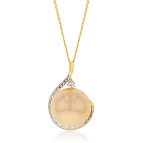 9ct Golden South Sea Pearl Pendant on 9ct 45cm chain